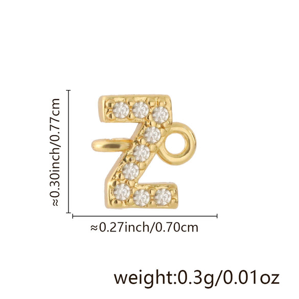 Diy Handmade Jewelry Copper Pendant With Inlaid Zircon And Double Hanging English Letters Electroplated 18K Gold For Necklace And Bracelet Accessories