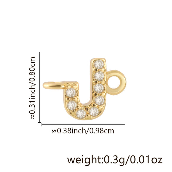 Diy Handmade Jewelry Copper Pendant With Inlaid Zircon And Double Hanging English Letters Electroplated 18K Gold For Necklace And Bracelet Accessories