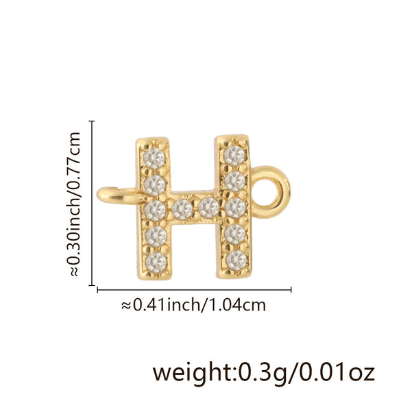 Diy Handmade Jewelry Copper Pendant With Inlaid Zircon And Double Hanging English Letters Electroplated 18K Gold For Necklace And Bracelet Accessories
