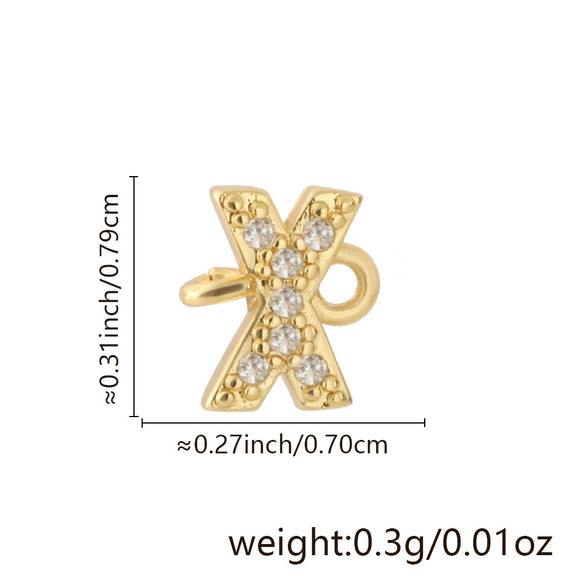 Diy Handmade Jewelry Copper Pendant With Inlaid Zircon And Double Hanging English Letters Electroplated 18K Gold For Necklace And Bracelet Accessories