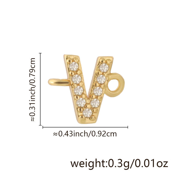 Diy Handmade Jewelry Copper Pendant With Inlaid Zircon And Double Hanging English Letters Electroplated 18K Gold For Necklace And Bracelet Accessories