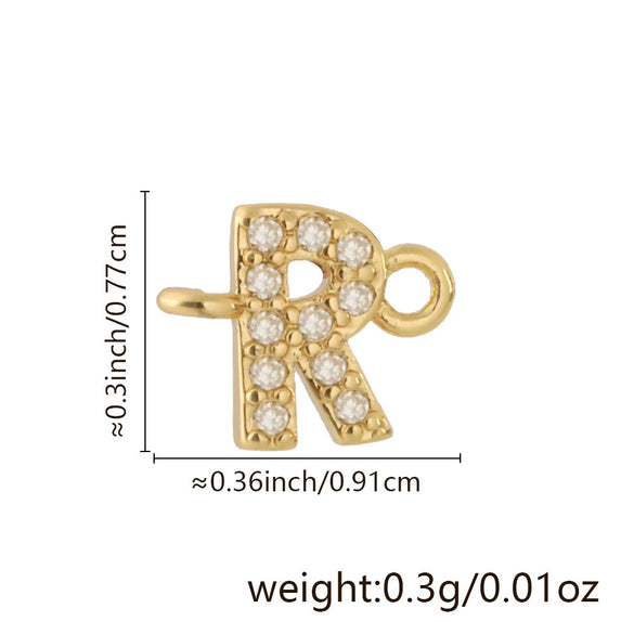 Diy Handmade Jewelry Copper Pendant With Inlaid Zircon And Double Hanging English Letters Electroplated 18K Gold For Necklace And Bracelet Accessories