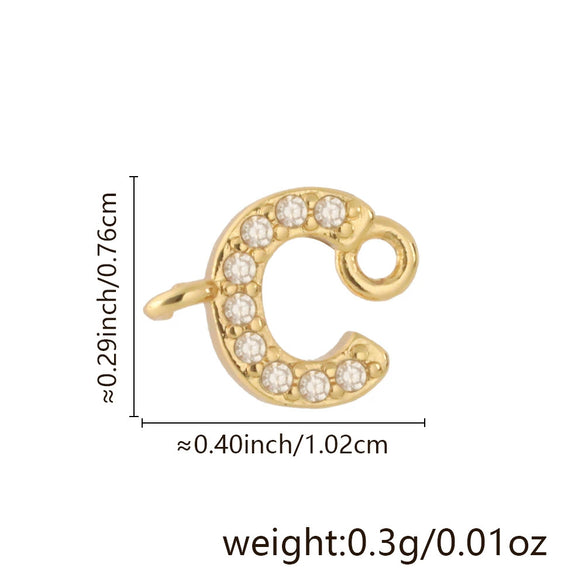 Diy Handmade Jewelry Copper Pendant With Inlaid Zircon And Double Hanging English Letters Electroplated 18K Gold For Necklace And Bracelet Accessories