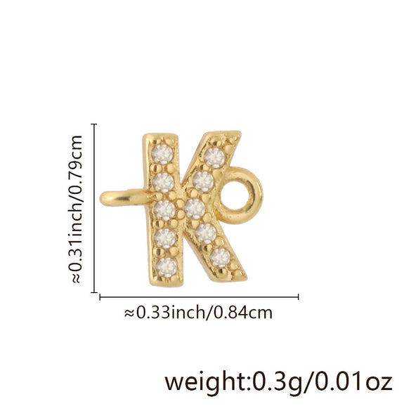 Diy Handmade Jewelry Copper Pendant With Inlaid Zircon And Double Hanging English Letters Electroplated 18K Gold For Necklace And Bracelet Accessories