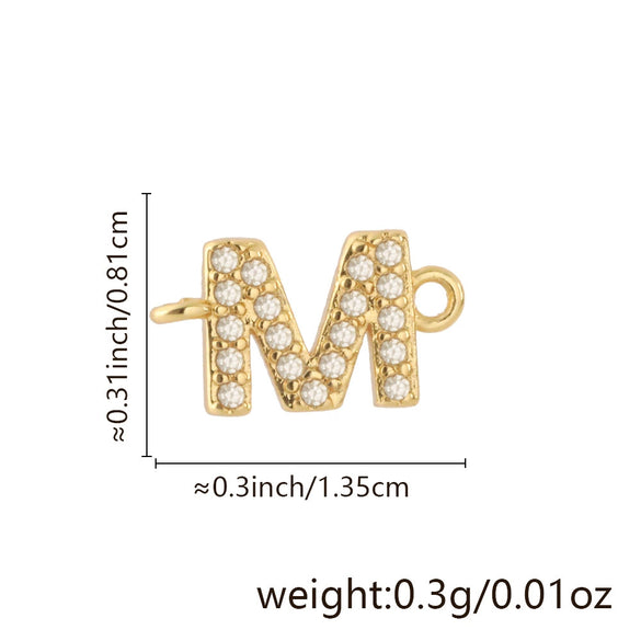 Diy Handmade Jewelry Copper Pendant With Inlaid Zircon And Double Hanging English Letters Electroplated 18K Gold For Necklace And Bracelet Accessories