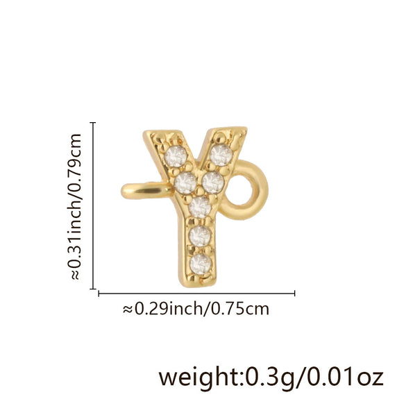 Diy Handmade Jewelry Copper Pendant With Inlaid Zircon And Double Hanging English Letters Electroplated 18K Gold For Necklace And Bracelet Accessories