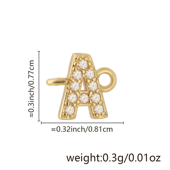 Diy Handmade Jewelry Copper Pendant With Inlaid Zircon And Double Hanging English Letters Electroplated 18K Gold For Necklace And Bracelet Accessories