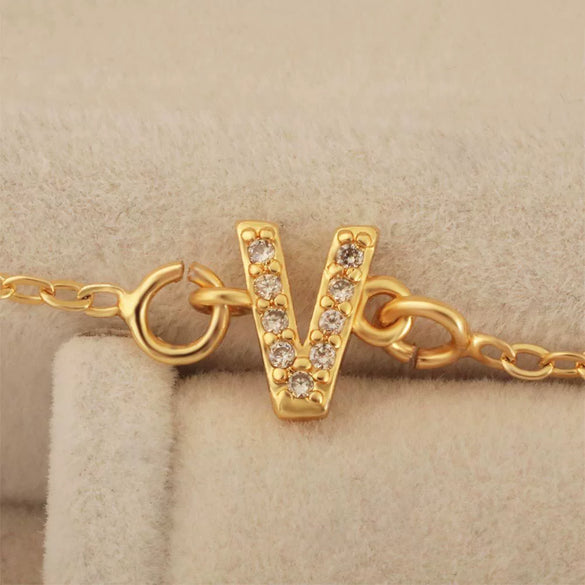 Diy Handmade Jewelry Copper Pendant With Inlaid Zircon And Double Hanging English Letters Electroplated 18K Gold For Necklace And Bracelet Accessories