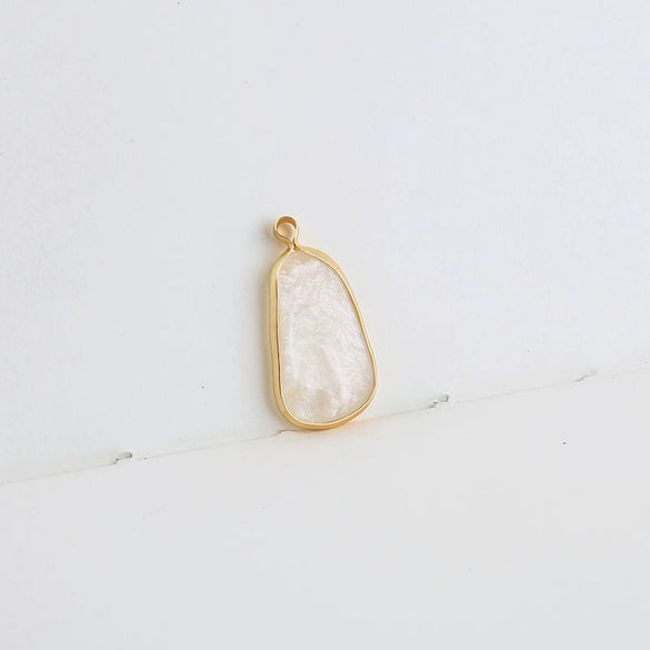 Diy Handmade Jewelry Material Asymmetrical Geometric Fantasy Imitation Shell Epoxy Round Water Drop Pendant Earrings Copperedged Minimalist