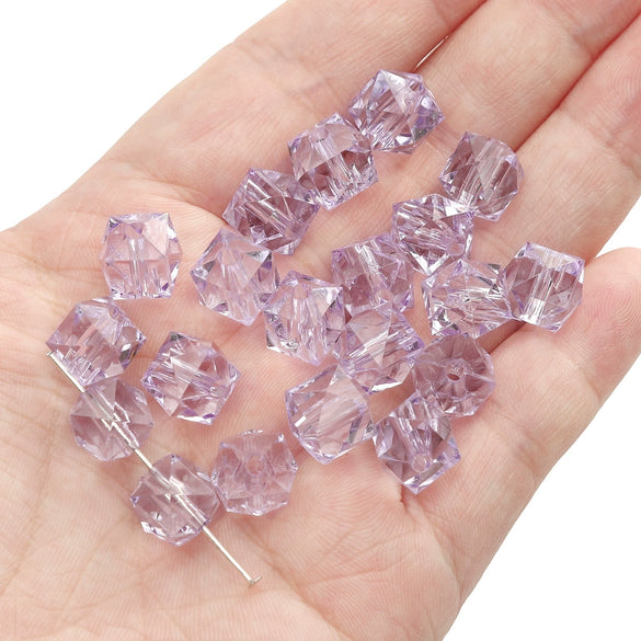 Diy Handmade Loose Beads Acrylic Material Round And Square Beads With Cut Diamond Crystal