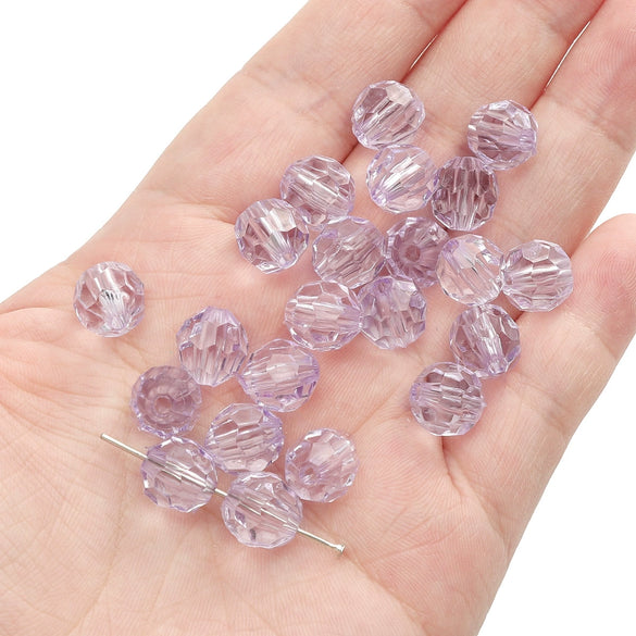 Diy Handmade Loose Beads Acrylic Material Round And Square Beads With Cut Diamond Crystal