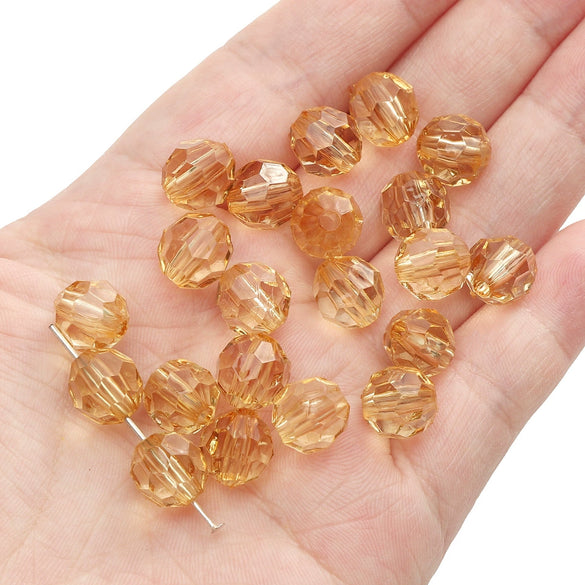 Diy Handmade Loose Beads Acrylic Material Round And Square Beads With Cut Diamond Crystal