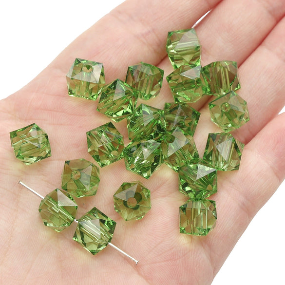 Diy Handmade Loose Beads Acrylic Material Round And Square Beads With Cut Diamond Crystal