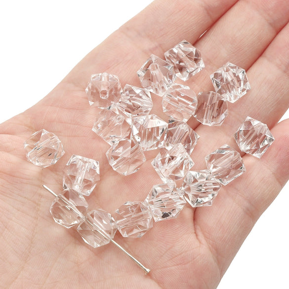 Diy Handmade Loose Beads Acrylic Material Round And Square Beads With Cut Diamond Crystal