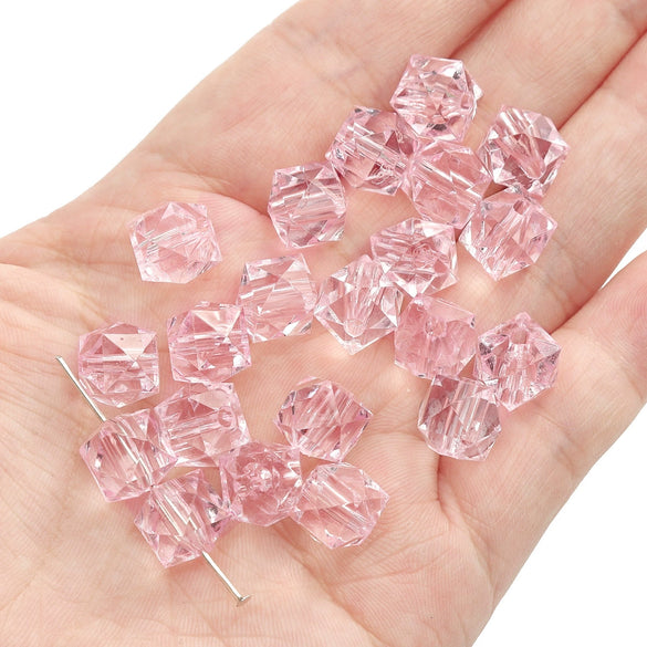 Diy Handmade Loose Beads Acrylic Material Round And Square Beads With Cut Diamond Crystal