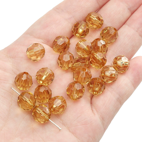 Diy Handmade Loose Beads Acrylic Material Round And Square Beads With Cut Diamond Crystal