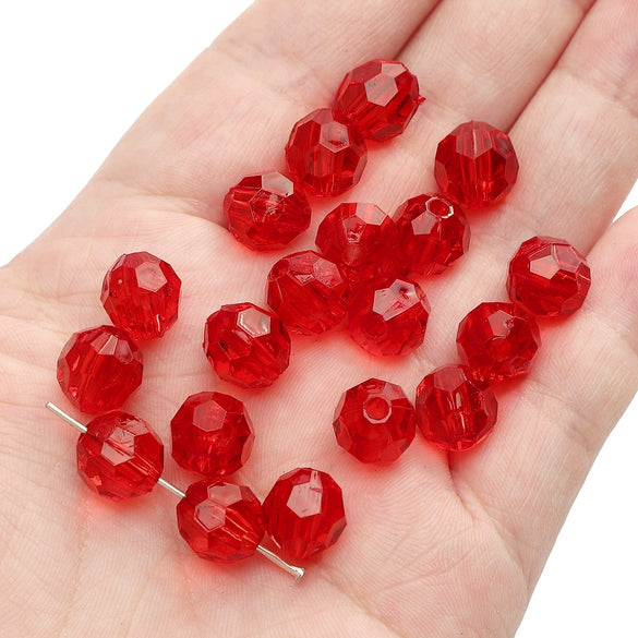 Diy Handmade Loose Beads Acrylic Material Round And Square Beads With Cut Diamond Crystal