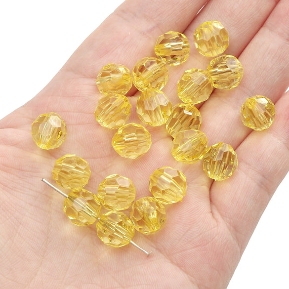 Diy Handmade Loose Beads Acrylic Material Round And Square Beads With Cut Diamond Crystal