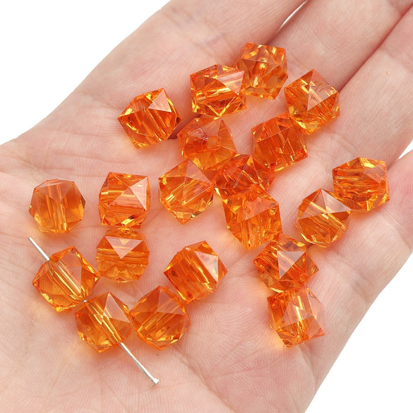 Diy Handmade Loose Beads Acrylic Material Round And Square Beads With Cut Diamond Crystal