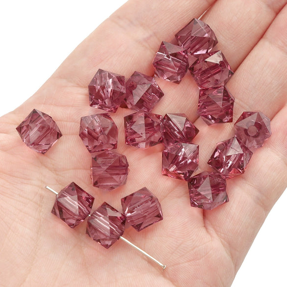 Diy Handmade Loose Beads Acrylic Material Round And Square Beads With Cut Diamond Crystal