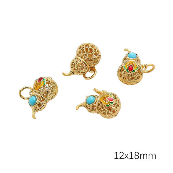Diy Handmade Peanut Pendant Bracelet Necklace Loose Beads Accessories With Sand Gold Drop Oil Inlaid Glass Copper Material