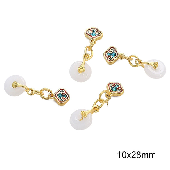 Diy Handmade Peanut Pendant Bracelet Necklace Loose Beads Accessories With Sand Gold Drop Oil Inlaid Glass Copper Material