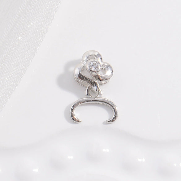 Diy Handmade 925 Sterling Silver Petalshaped Pendant Buckle With Zirconia Design