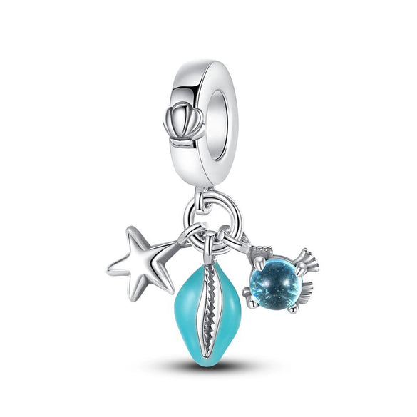 Diy Jewelry Accessories Beads Luminous Ocean Style Shell Crab Dolphin Starfish Turtle Pendant Silver Plated Dripping Oil Design
