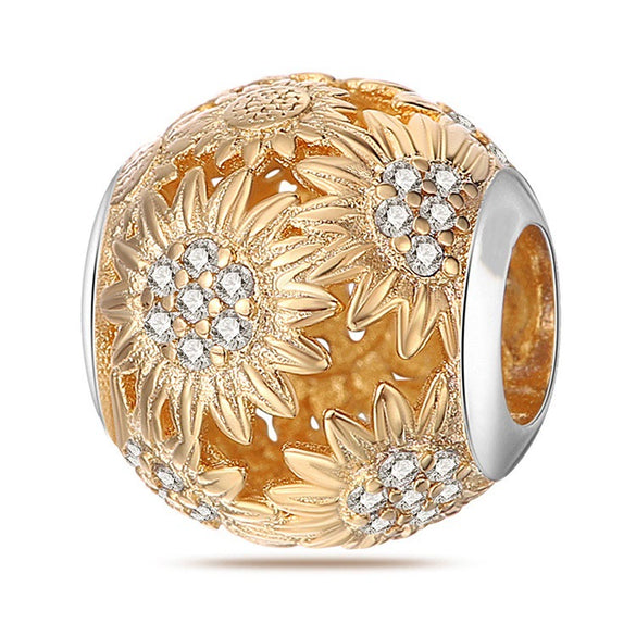 Diy Jewelry Accessories Bracelet Copper Silver Plated Chrysanthemum Sunflower Beaded Dripping Oil