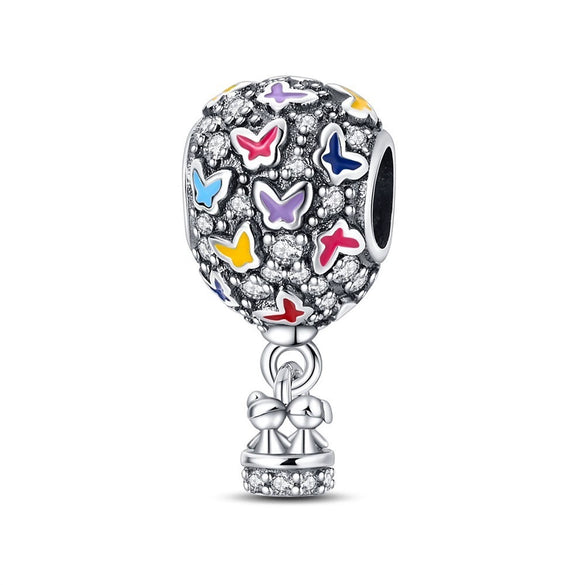 Diy Jewelry Accessories Bracelet Copper Silver Plated Romantic World Tour Car Hot Air Balloon Charm Beads Dripping Oil