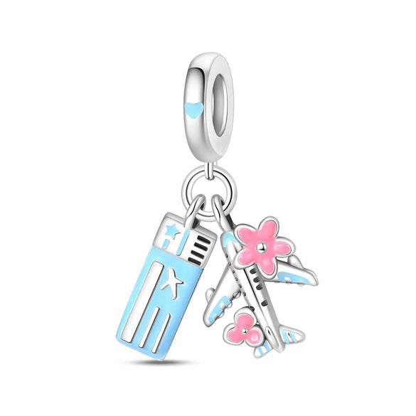 Diy Jewelry Accessories Bracelet Copper Silver Plated Romantic World Tour Car Hot Air Balloon Charm Beads Dripping Oil