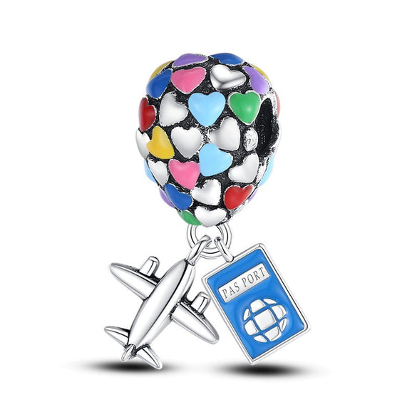 Diy Jewelry Accessories Bracelet Copper Silver Plated Romantic World Tour Car Hot Air Balloon Charm Beads Dripping Oil