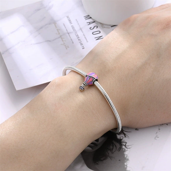 Diy Jewelry Accessories Bracelet Copper Silver Plated Romantic World Tour Car Hot Air Balloon Charm Beads Dripping Oil