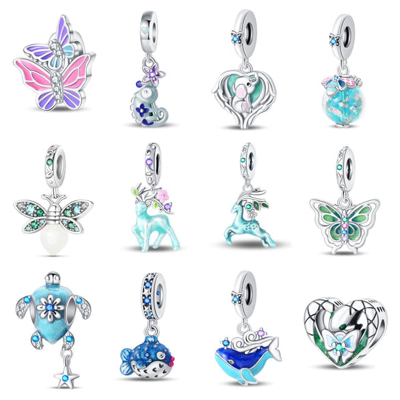 Diy Jewelry Accessories Bracelet Luminous Butterfly Firefly Elk Charm Beaded Silver Plated Dripping Oil