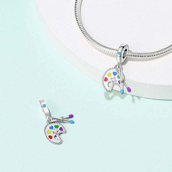 Diy Jewelry Accessories Bracelet Silver Plated Color Disc Oil Painting Hand Pendant