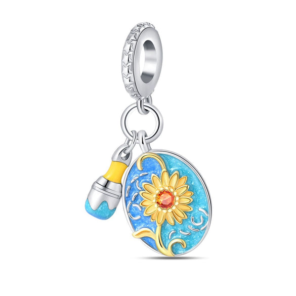Diy Jewelry Accessories Bracelet Silver Plated Color Disc Oil Painting Hand Pendant
