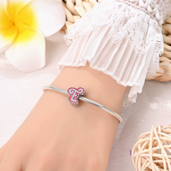 Diy Jewelry Accessories Bracelet Silver Plated Copper With English Letter Hanging Beads And Dripping Oil Design
