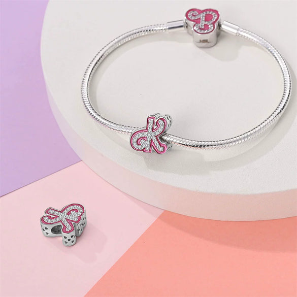 Diy Jewelry Accessories Bracelet Silver Plated Copper With English Letter Hanging Beads And Dripping Oil Design