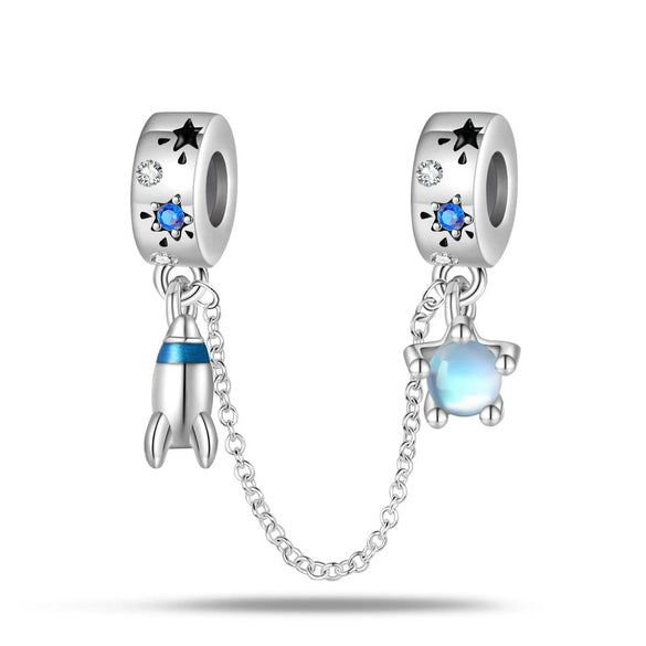 Diy Jewelry Accessories Bracelet Silver Plated 925 Silver Charm Beads Space Travel Rocket Shape Dripping Oil Design