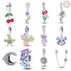 Diy Jewelry Accessories Bracelet 925 Sterling Silver Charm With Plant Butterfly Tulip Sunflower Cherry Bead And Dripping Oil Design