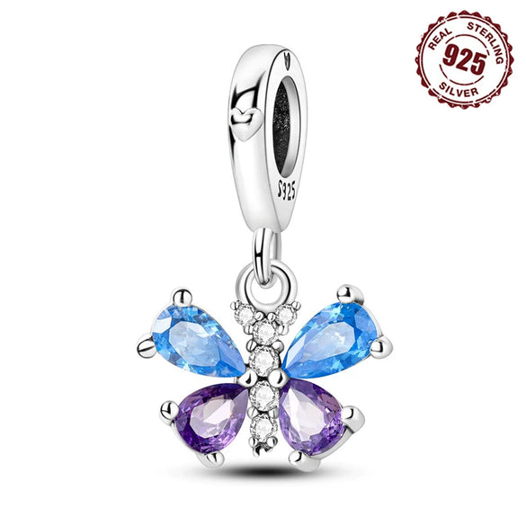 Diy Jewelry Accessories Bracelet 925 Sterling Silver Charm With Plant Butterfly Tulip Sunflower Cherry Bead And Dripping Oil Design