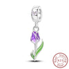 Diy Jewelry Accessories Bracelet 925 Sterling Silver Charm With Plant Butterfly Tulip Sunflower Cherry Bead And Dripping Oil Design