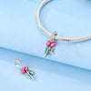 Diy Jewelry Accessories Bracelet 925 Sterling Silver Charm With Plant Butterfly Tulip Sunflower Cherry Bead And Dripping Oil Design