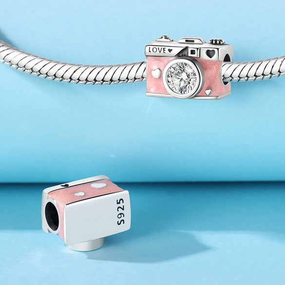 Diy Jewelry Accessories Bracelet 925 Sterling Silver Coffee Camera Luggage Beaded Charm Dripping Oil Original Design