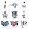 Diy Jewelry Accessories Butterfly Dragonfly Bee Owl Charm Beads Copper Silver Plated Dripping Oil Original Design Animals Style