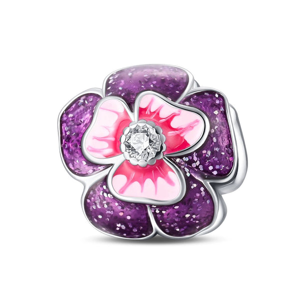 Diy Jewelry Accessories Charm Beads Bracelet 925 Silver Plated With Dripping Oil Treatment And Plant Flowers Design