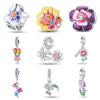 Diy Jewelry Accessories Charm Beads Bracelet 925 Silver Plated With Dripping Oil Treatment And Plant Flowers Design