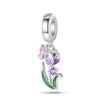 Diy Jewelry Accessories Charm Beads Bracelet 925 Silver Plated With Dripping Oil Treatment And Plant Flowers Design