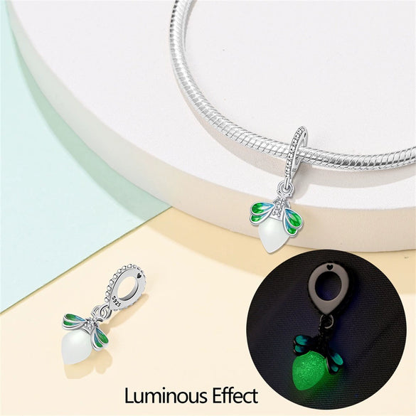 Diy Jewelry Accessories Charm Bracelet 925 Sterling Silver Luminous Firefly Butterfly Beads Dripping Oil Design