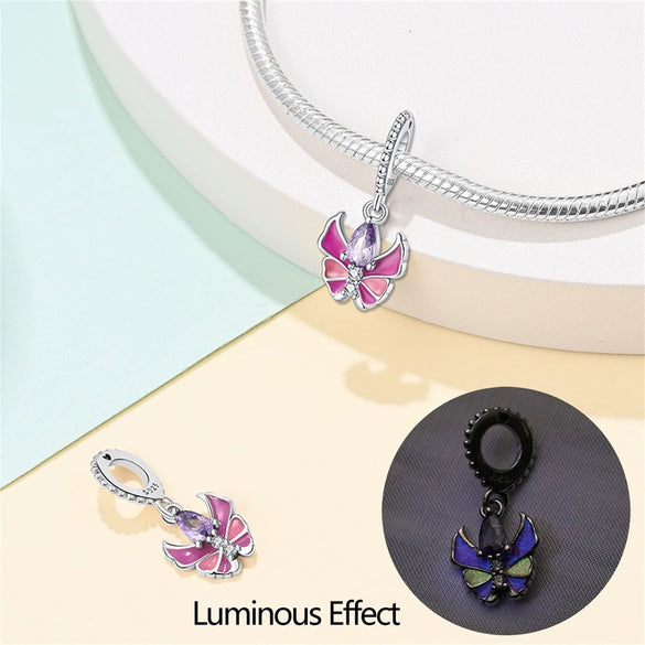 Diy Jewelry Accessories Charm Bracelet 925 Sterling Silver Luminous Firefly Butterfly Beads Dripping Oil Design